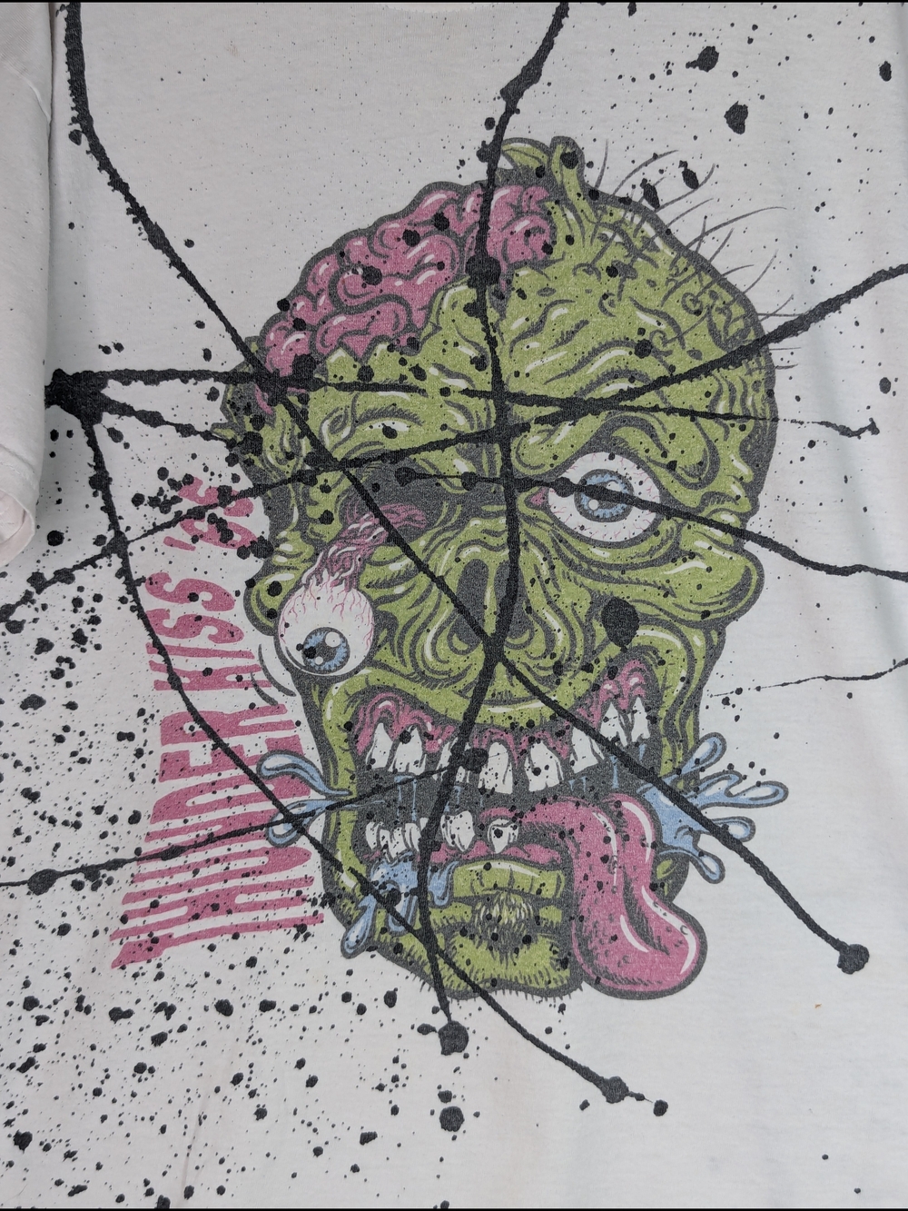 Thunder Kiss '65 Metal Band Tee with Spatter Zombie Graphic L Unisex